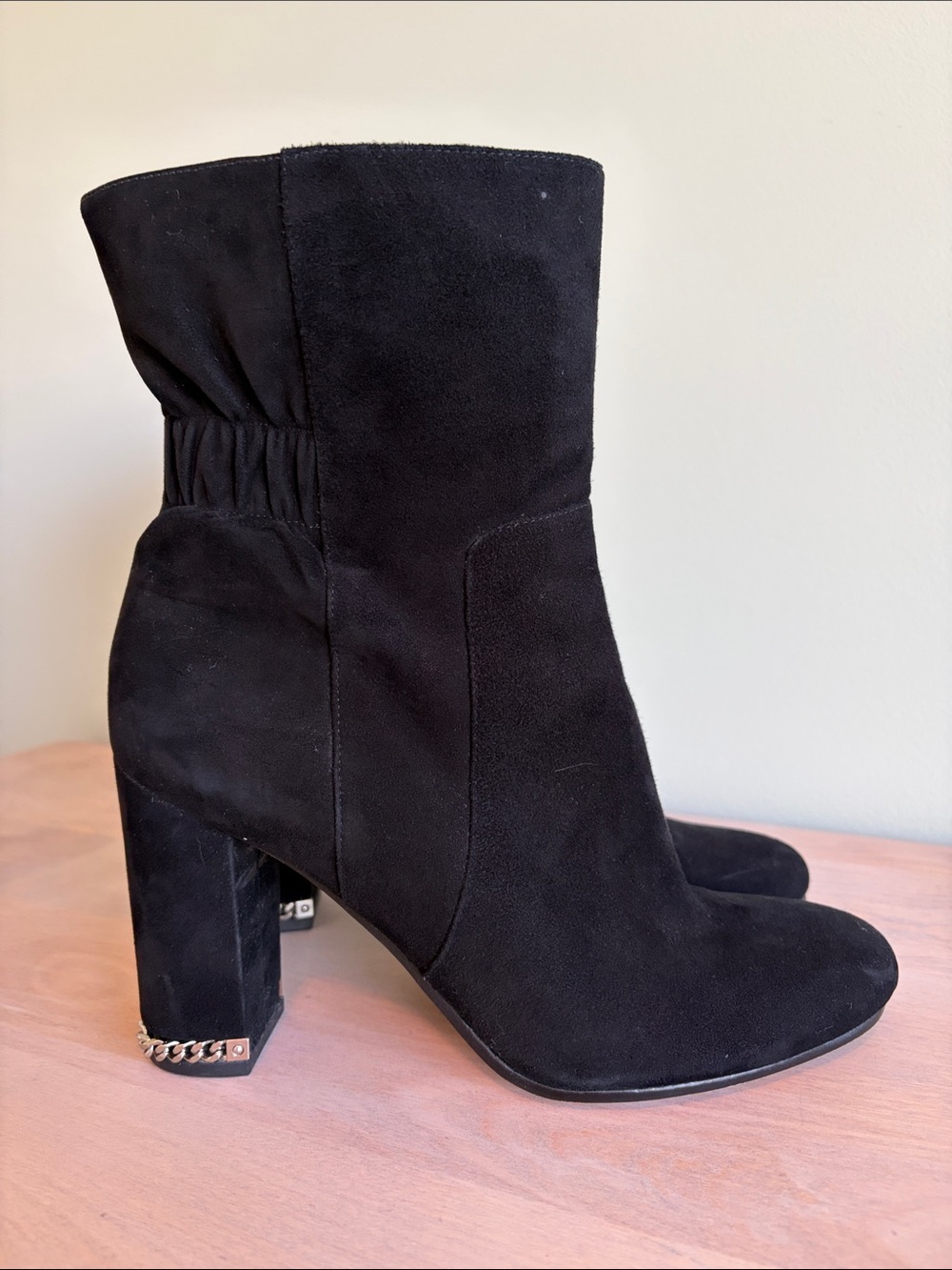 Michael Kors Black Suede Block Heel Ankle Boots Booties Size 9 M